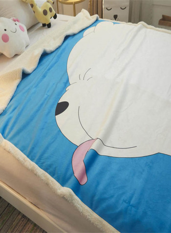 Bear Pattern Cute Blanket Cotton Blue/White 150x200centimeter