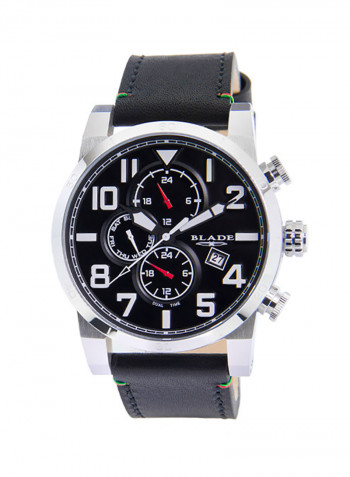 Men's Leather Analog Wrist Watch 3546G1SNN