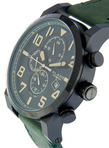 Men's Leather Analog Wrist Watch 3546G1NEE