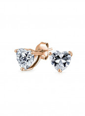 White CZ Heart Shaped Stud Earrings Clear Cubic Zirconia Basket Set Rose Gold Plated Sterling Silver 8mm reviews White CZ Heart Shaped Stud Earrings Clear Cubic Zirconia Basket Set Rose Gold Plated Sterling Silver 8mm