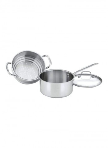 3-Piece Chef's Classic Stainless Steamer Set Silver 3Quart