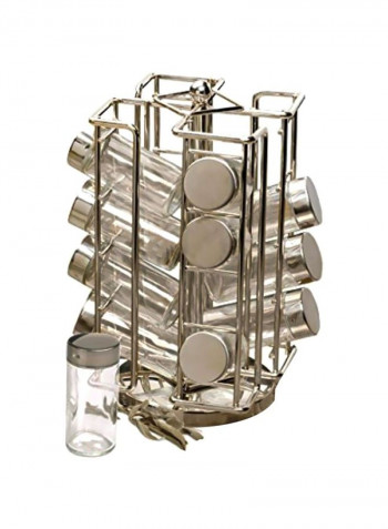 Stainless Steel Revolving Spice Rack Set Silver 9x11.5inch