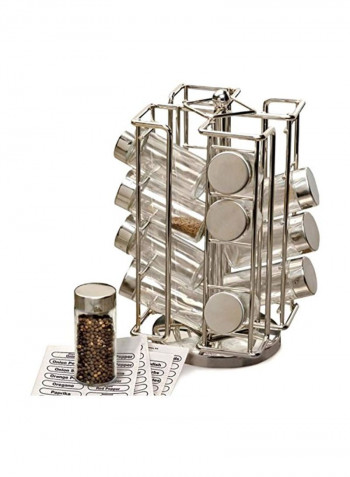 Stainless Steel Revolving Spice Rack Set Silver 9x11.5inch