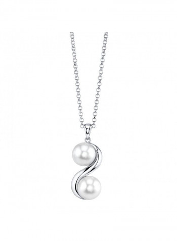 Sterling Silver Freshwater Pearl Double Pendant Necklace