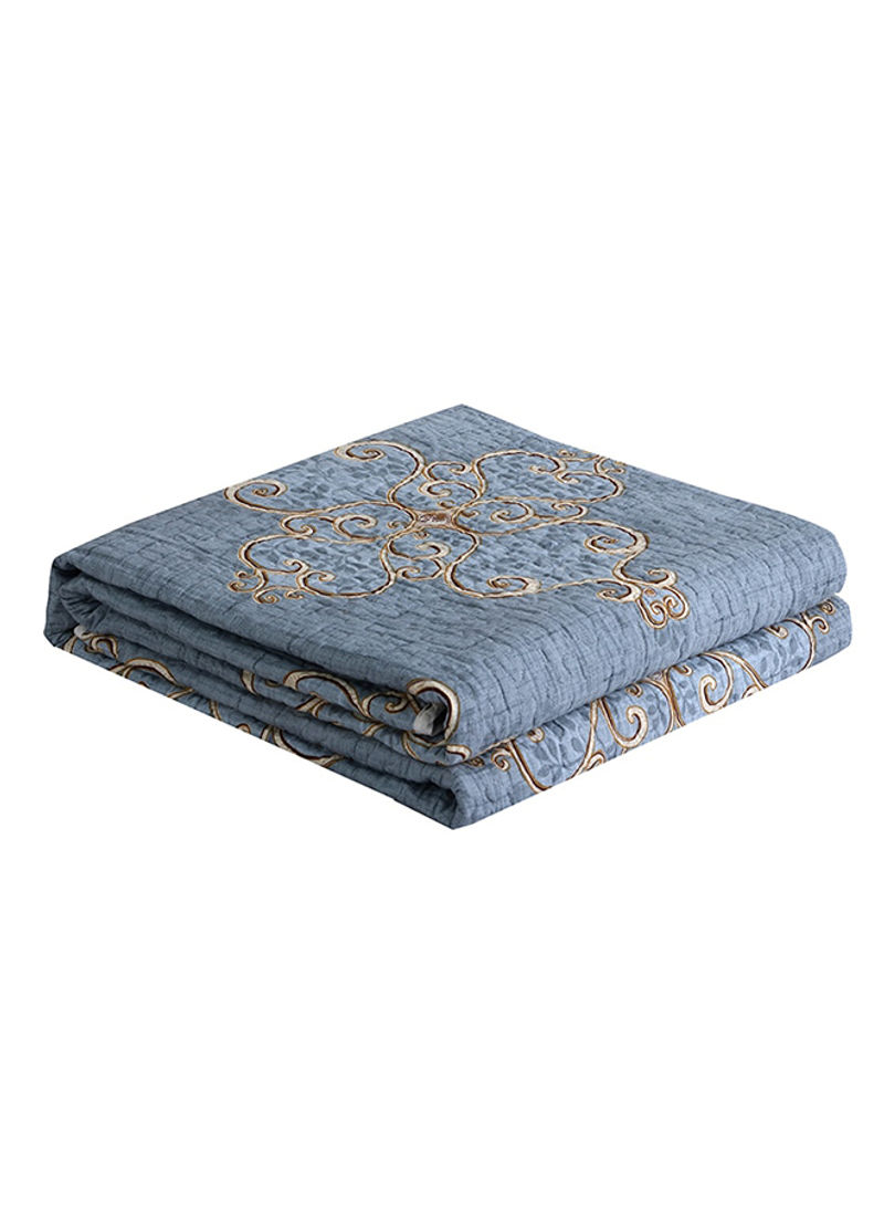 Floral Pattern Soft Blanket Cotton Blue 200x220centimeter
