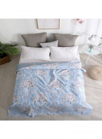 Soft Cozy Printed Bed Blanket Cotton Blue 200x220centimeter