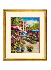 18-Piece Provence Market Cross Stitch Kit Gold/Blue/Green