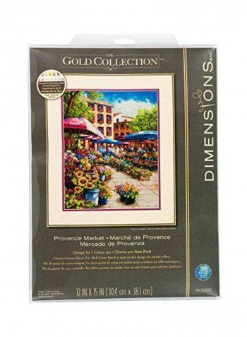 18-Piece Provence Market Cross Stitch Kit Gold/Blue/Green