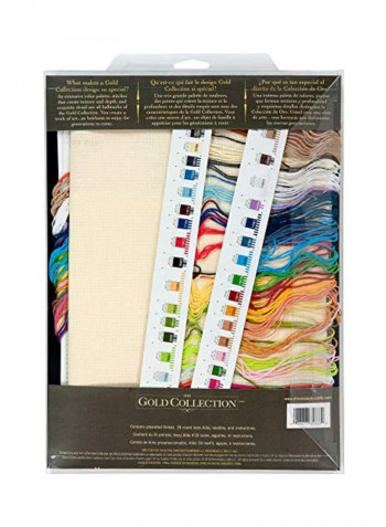 18-Piece Provence Market Cross Stitch Kit Gold/Blue/Green