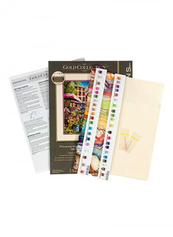 18-Piece Provence Market Cross Stitch Kit Gold/Blue/Green