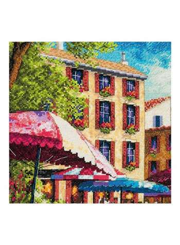 18-Piece Provence Market Cross Stitch Kit Gold/Blue/Green