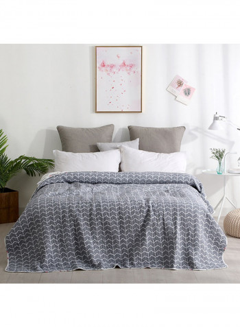 Wave Pattern Soft Bed Blanket Cotton Black 200x220centimeter