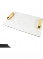 Metal Marble Tray Gold/white 254x533millimeter