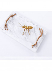 Metal Marble Tray Gold/white 254x533millimeter