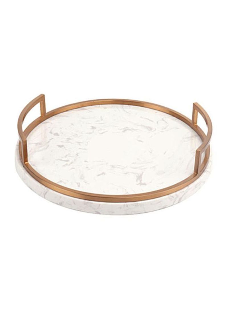 Round Decorative Tray White/Gold 254x533millimeter