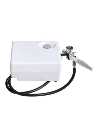 Airbrush With Portable Air Compressor Kit White/Silver