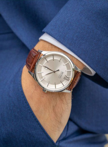 Men's Leather Analog Wrist Watch 1513795