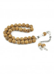 African Teakwood Prayer Beads With Sterling Silver Components