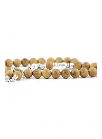 African Teakwood Prayer Beads With Sterling Silver Components