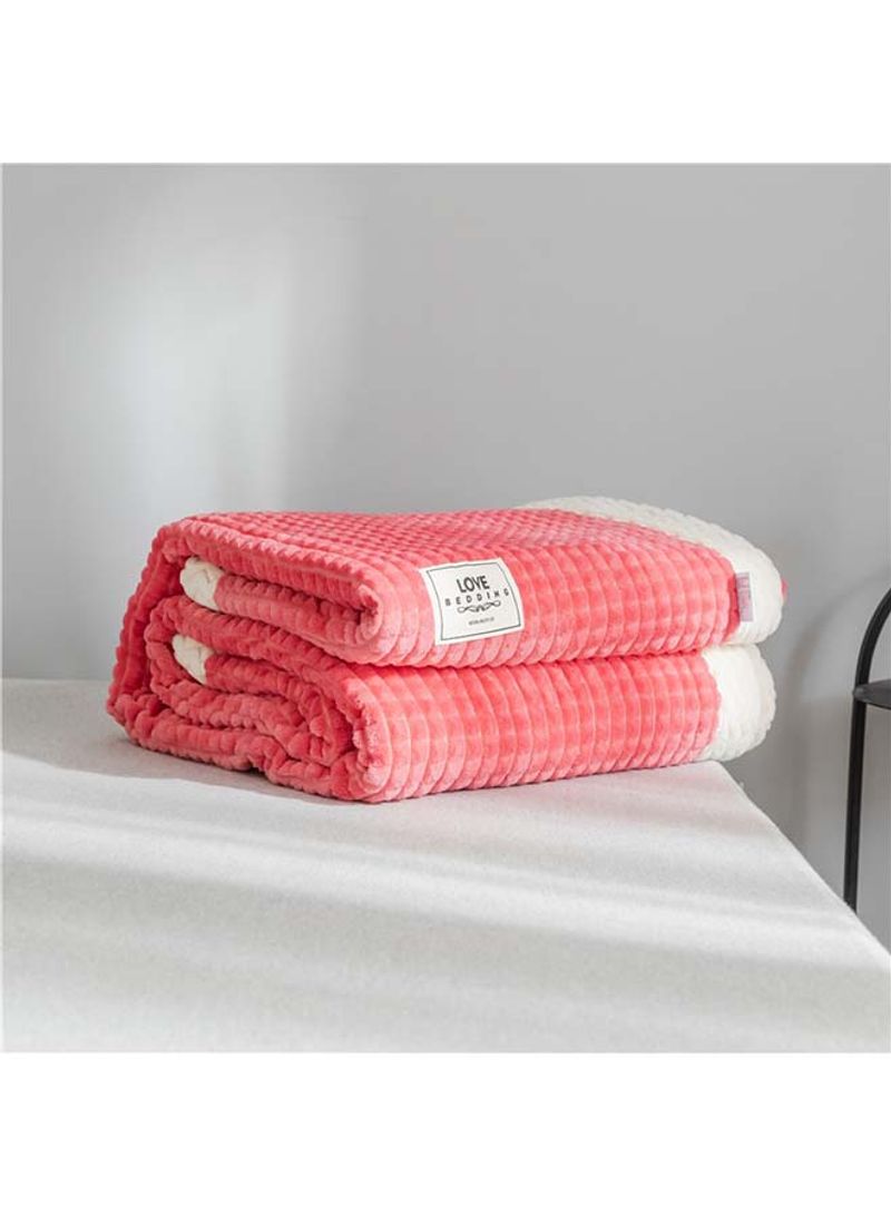 Double Layer Thick Cozy Blanket Cotton Pink 200x230centimeter