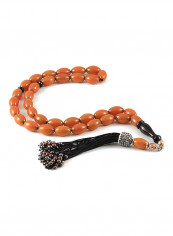 Amber Bakelite Prayer Beads with Sterling Silver Components