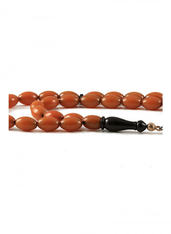 Amber Bakelite Prayer Beads with Sterling Silver Components
