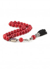 Coral Prayer Beads With Sterling Silver Components