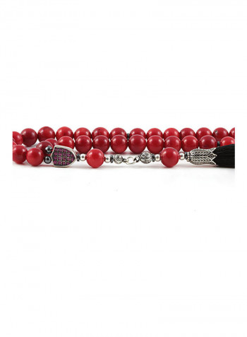 Coral Prayer Beads With Sterling Silver Components