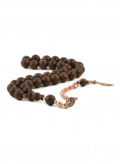 Dark Sandalwood Prayer Beads With Sterling Silver Components