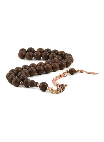 Dark Sandalwood Prayer Beads With Sterling Silver Components