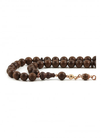 Dark Sandalwood Prayer Beads With Sterling Silver Components