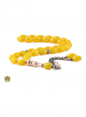 Yellow Agate Prayer Beads With Sterling Silver Components