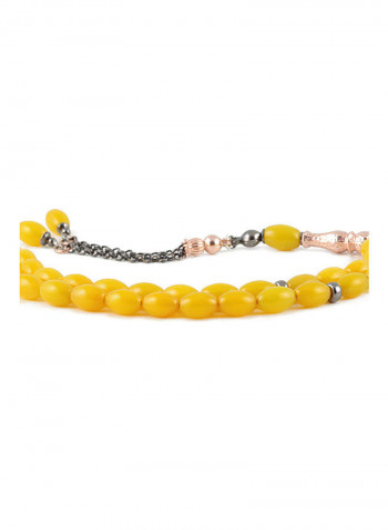 Yellow Agate Prayer Beads With Sterling Silver Components