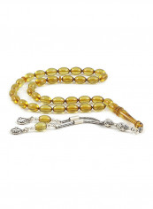 Amber Bakelite Prayer Beads with Sterling Silver components