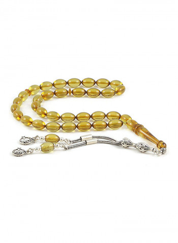 Amber Bakelite Prayer Beads with Sterling Silver components