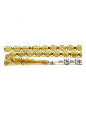 Amber Bakelite Prayer Beads with Sterling Silver components