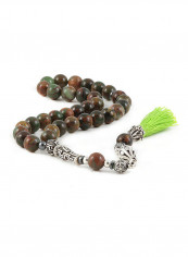 Green Opal Prayer Beads with Sterling Silver components