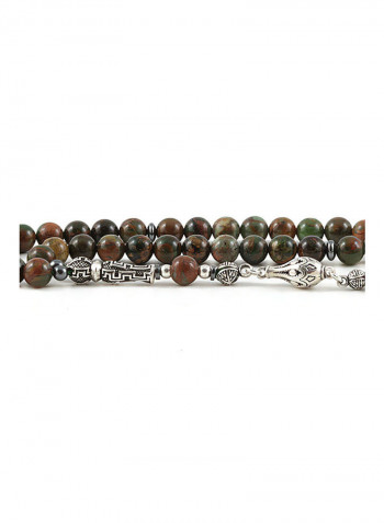 Green Opal Prayer Beads with Sterling Silver components