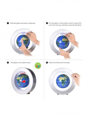 LED Magnetic Levitation Floating Globe أزرق/فضي/أسود