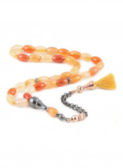 Yemen Agate Prayer Beads With Sterling Silver Components