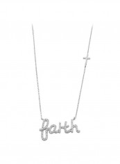 925 Sterling Silver 0.464 Ct Cubic Zirconia Studded Message Pendant Necklace