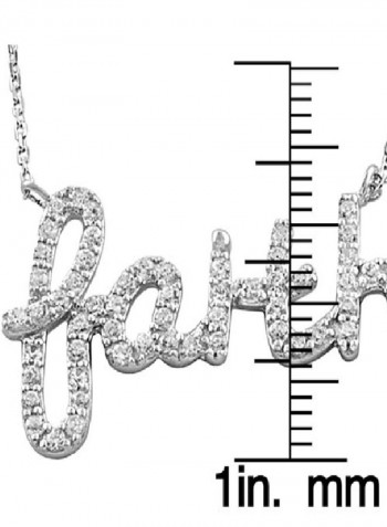 925 Sterling Silver 0.464 Ct Cubic Zirconia Studded Message Pendant Necklace