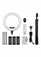 LED Ring Photography Video Light Kit With 3-Phone Clamps White