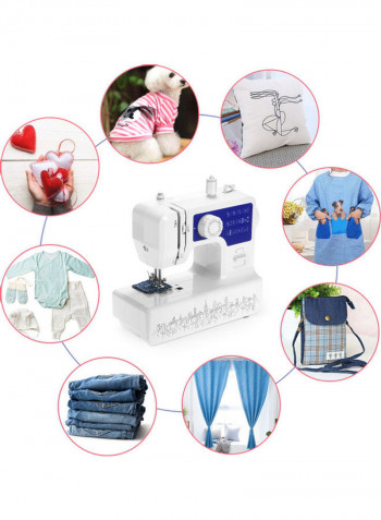 Portable Electric Sewing Machine With Foot Pedal H35262US-su White/Blue