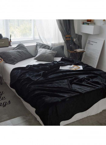 Solid Design Bed Blanket Cotton Black 200x230centimeter