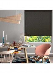 Single Mist Solar Roller Non-Blackout Window Shades Black 220x175cm