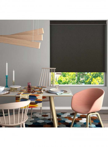 Single Mist Solar Roller Non-Blackout Window Shades Black 220x175cm