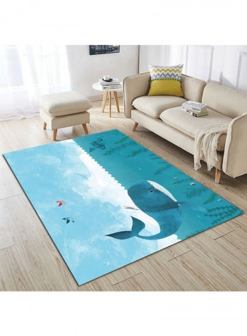 Cartoon Fish Printed Carpet Blue 80x180cm