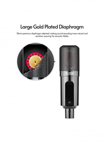 Takstar Pc-k850 Side-address Recording Microphone Cardioid Pickup Pattern Wired Condenser Mic For Live Streaming Karaoke Professional Studio Sound Instrument Recording