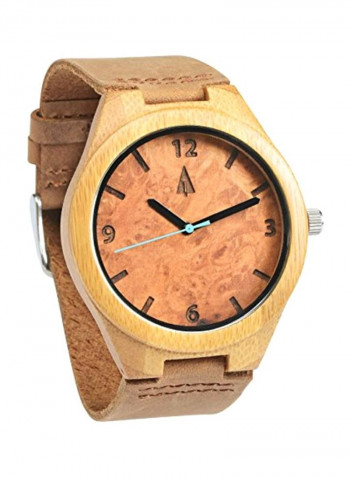 Men's Leather Analog Quartz Watch HUT-22-0087